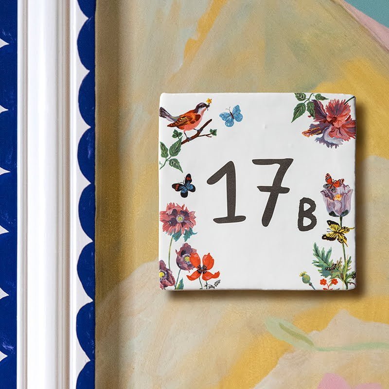 Storytiles Delft Blue Vlinders Hausnummer Wandfliese S 10x10 cm