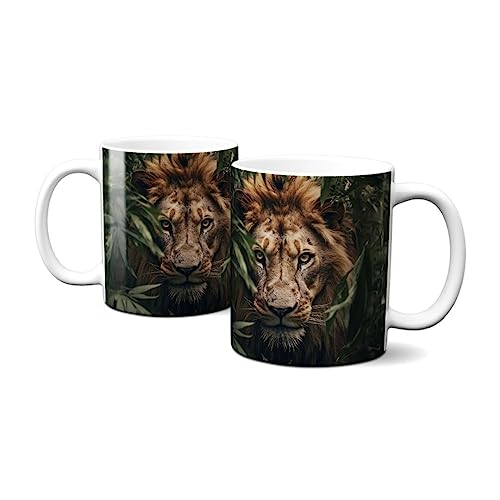 Hustling Sharks Tasse Löwe auf Jagd 330 ml Keramik Weiß