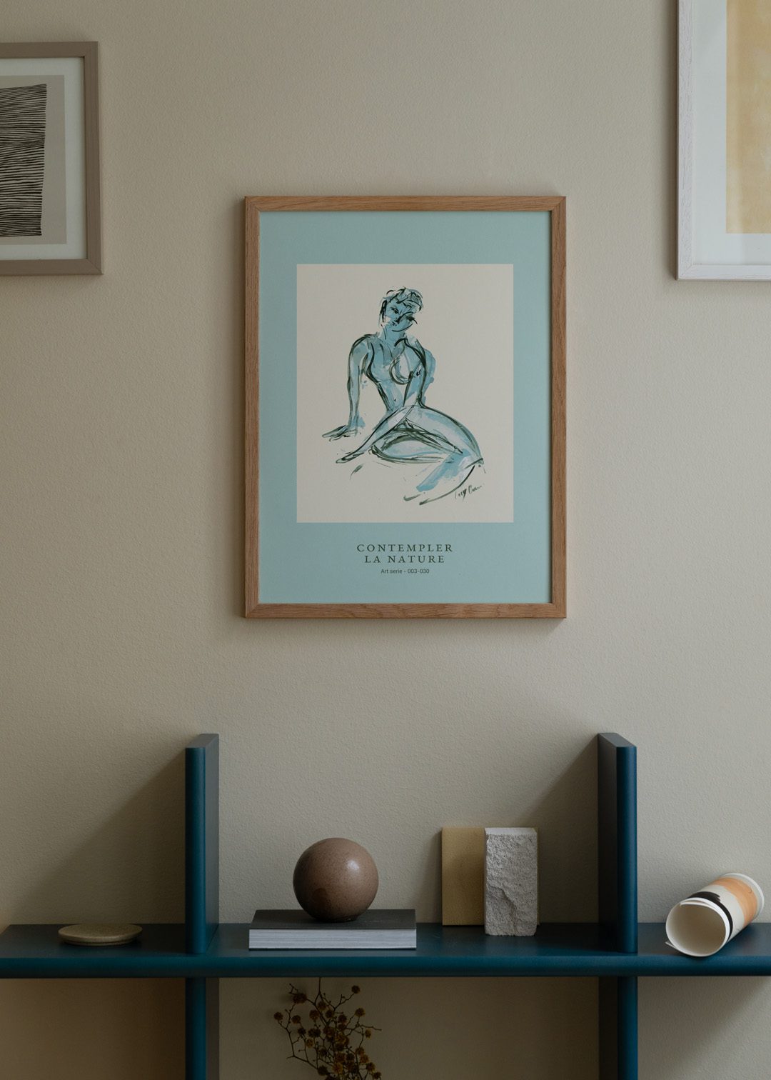 The Poster Club Art Prints Contempler la Nature Poster 30x40 blau
