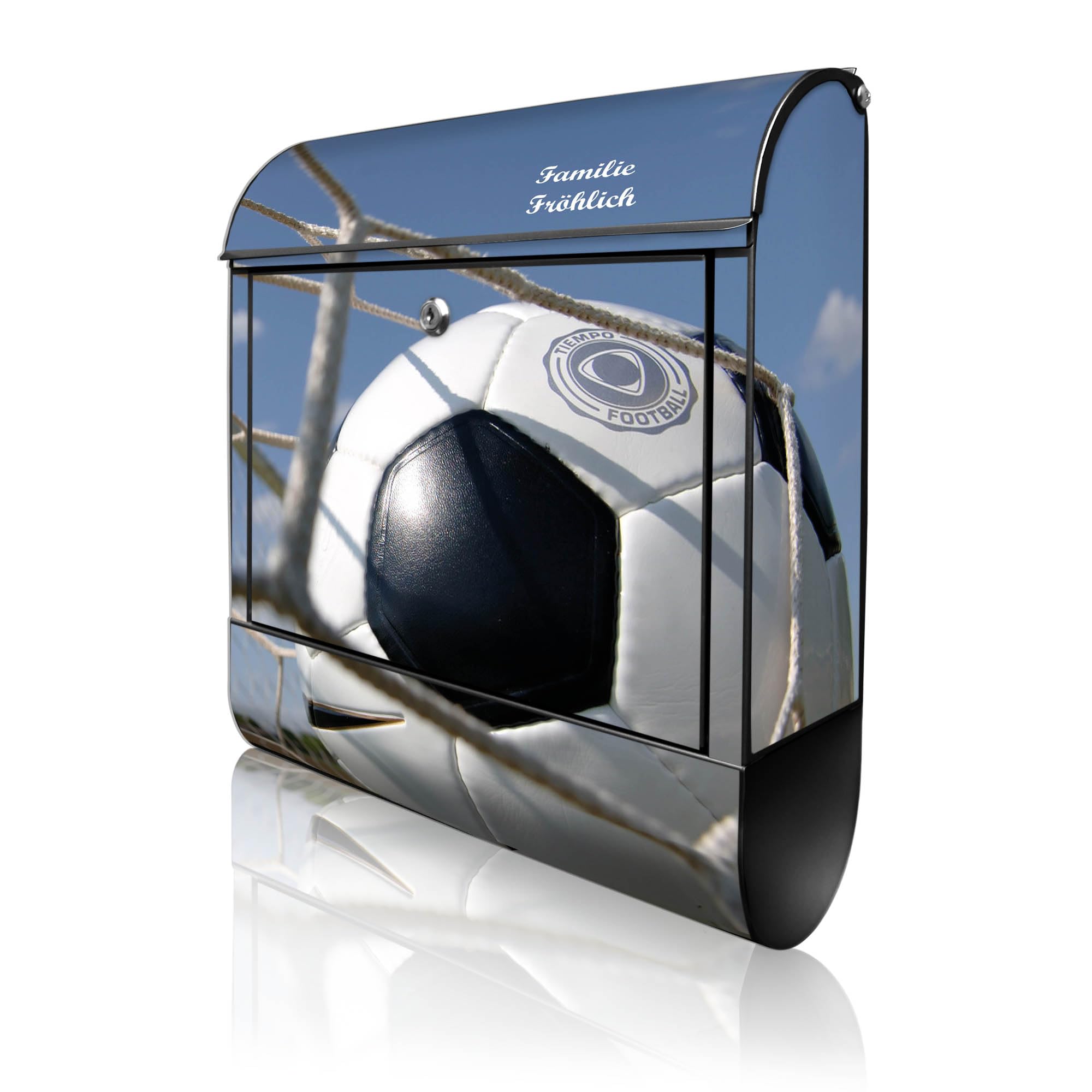 Banjado Briefkasten Fußball Postkasten Schwarz A4 Zeitungsfach