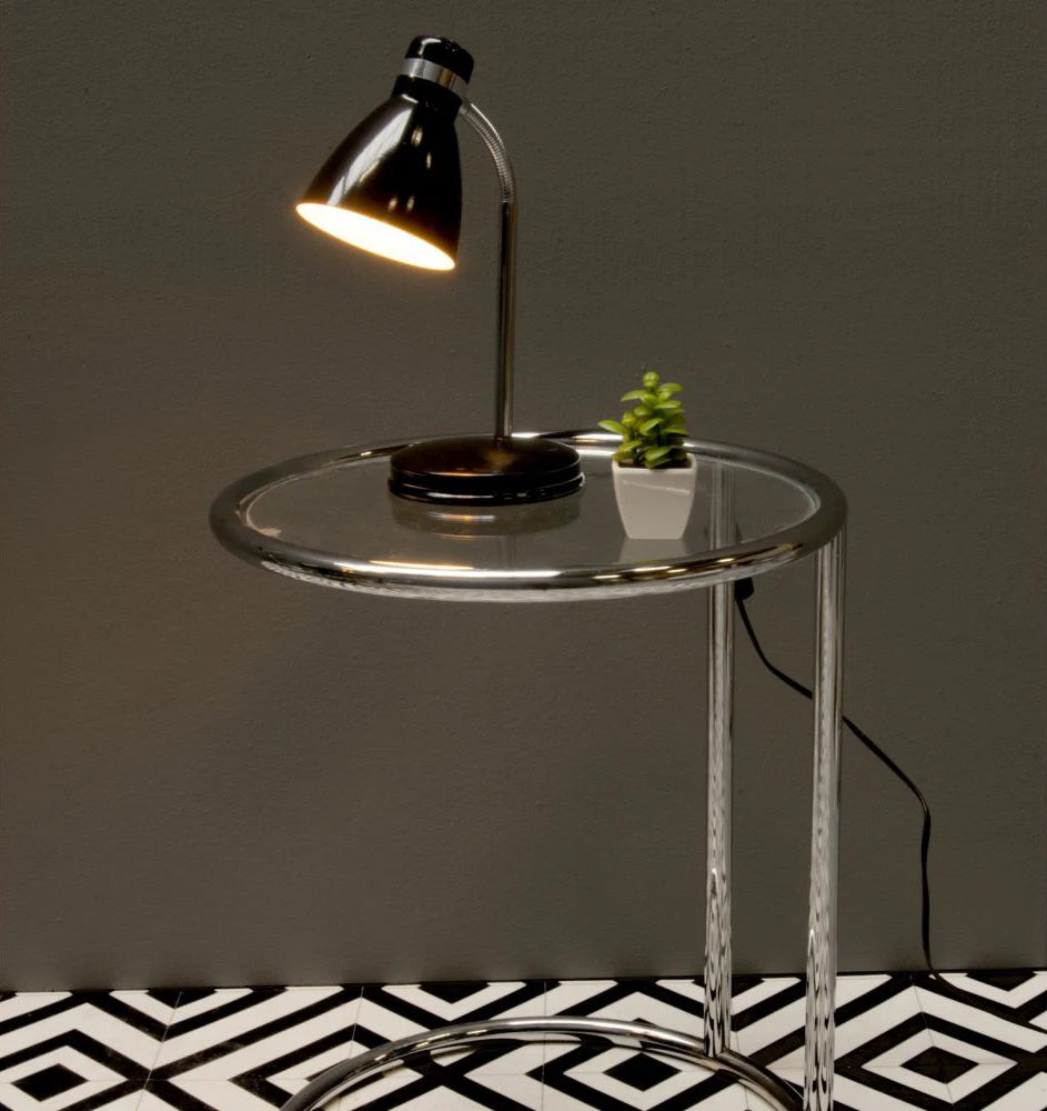LS-LebenStil Möbel Wohnen Tischlampe List 39cm schwarz silber E27