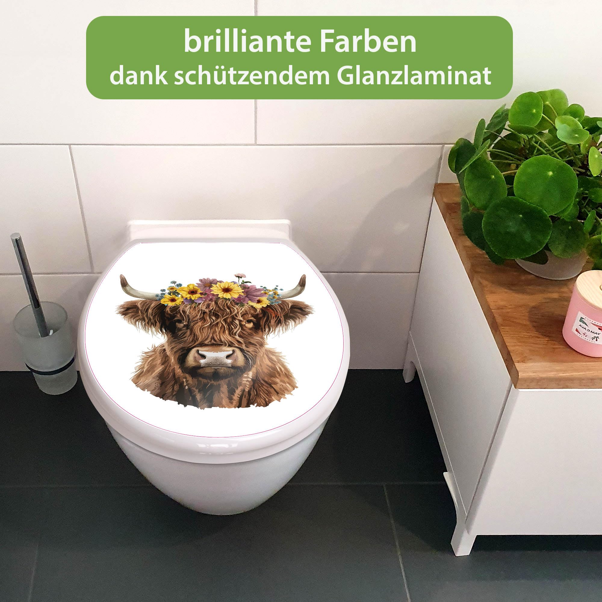 Banjado WC Sitz Hochlandkuh Toilettensitz 44,5x37cm Soft-Close
