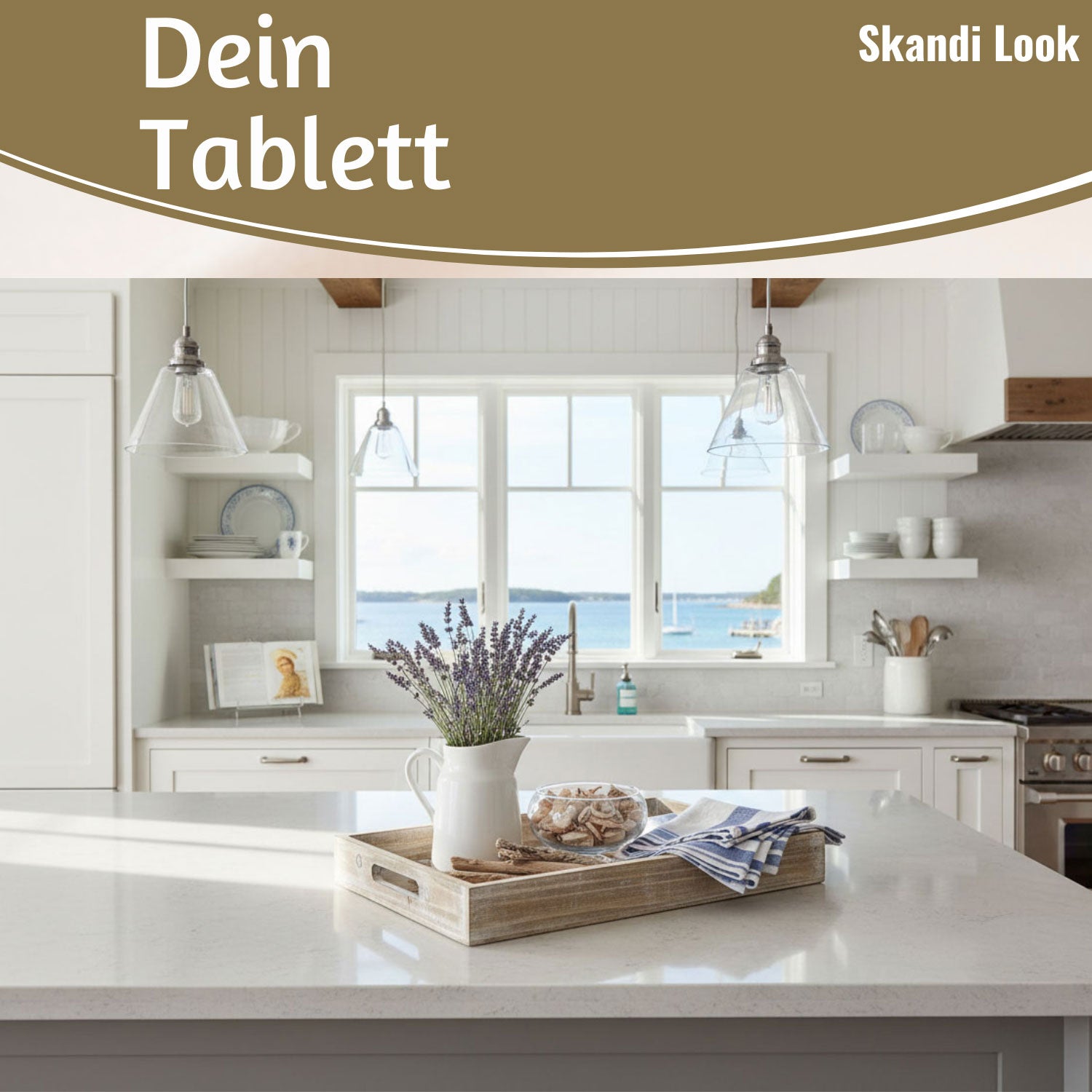 LS-LebenStil Oslo Serviertablett Holz 40x25cm Grau Braun