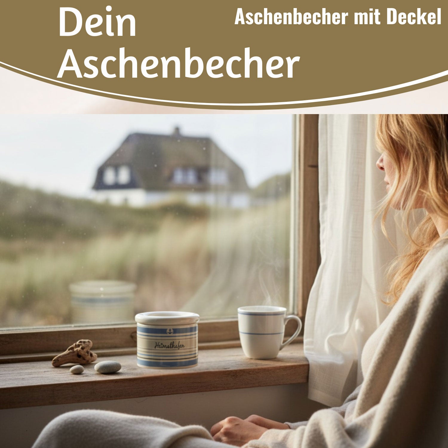 LS-LebenStil Heimathafen Sturmaschenbecher 10x7,5cm Weiß Blau