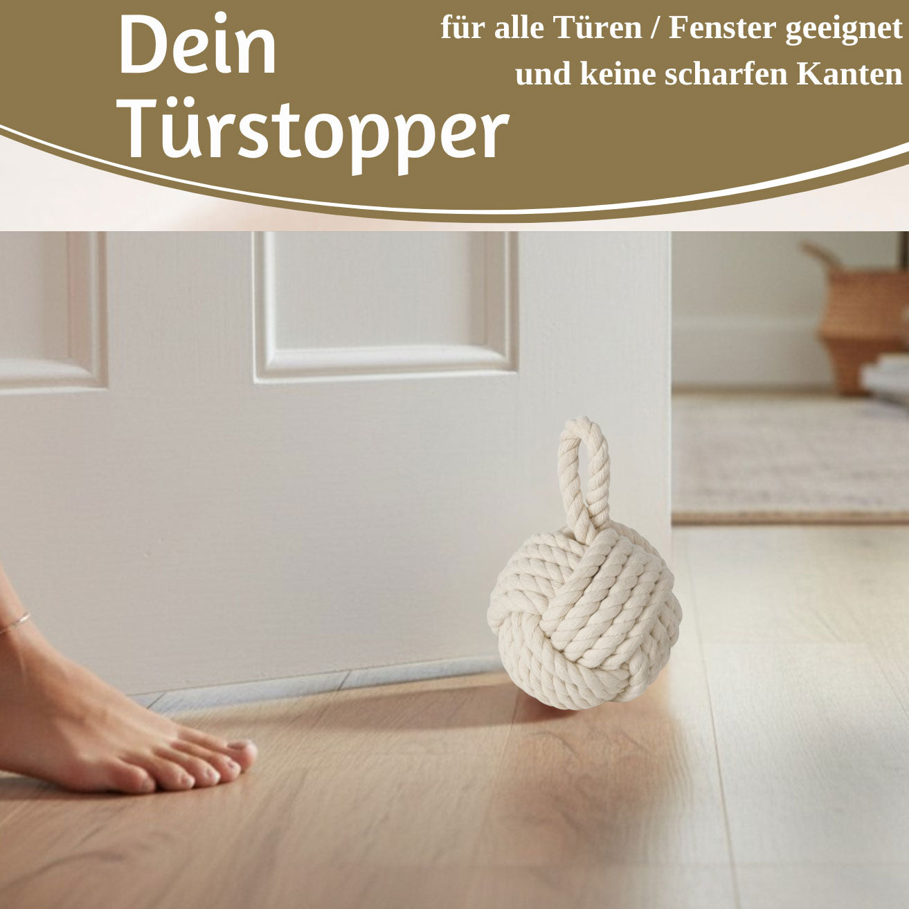 LS-LebenStil Möbel Wohnen Malmö Türstopper Creme 23cm
