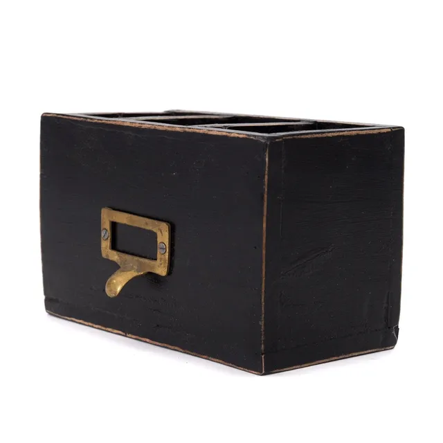 LS-LebenStil Napoli Apotheker-Schublade Holz 18cm Schwarz 3 Fächer