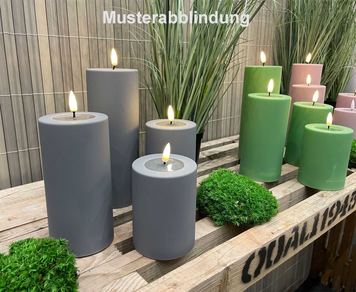 LS-LebenStil Möbel & Wohnen Stumpenkerze LED Rosa 15x10cm Outdoor