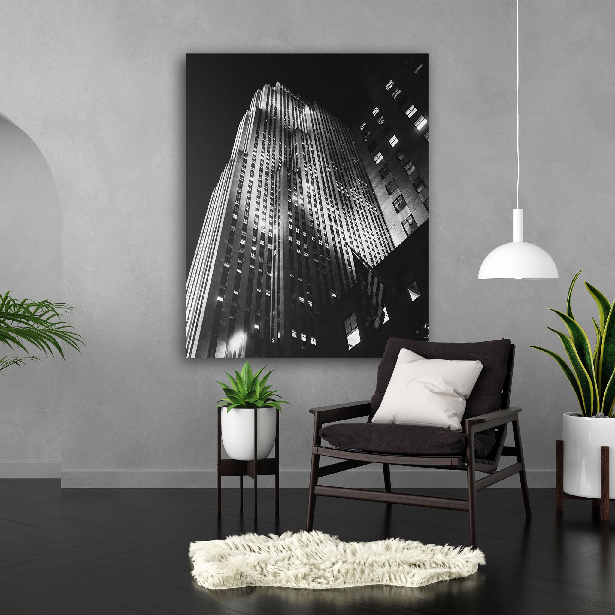 Hustling Sharks Wandbilder Nächtliche Fassade Leinwand 30x40 cm Stahl