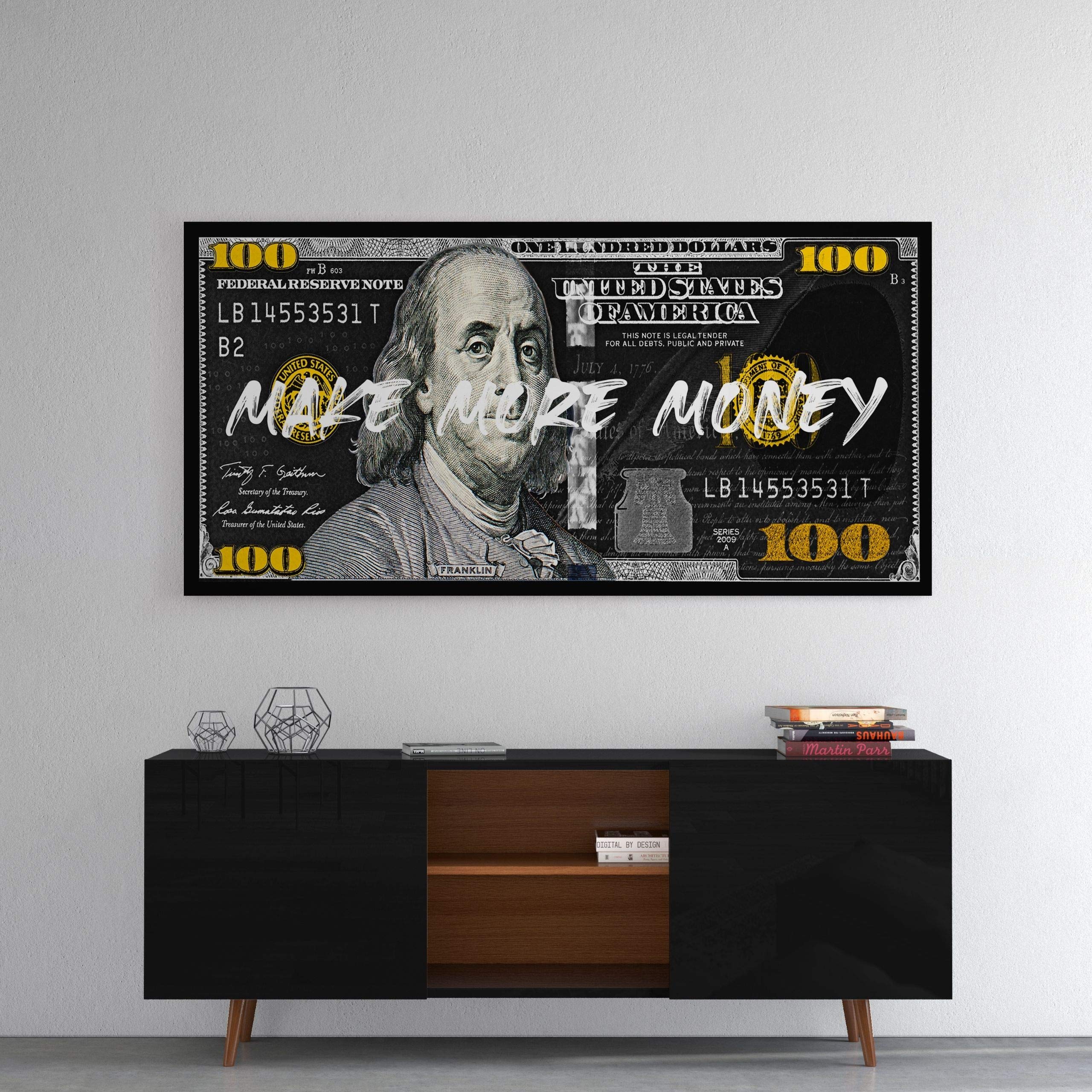 Hustling Sharks Make More Money Leinwandbild 60x30cm Büro