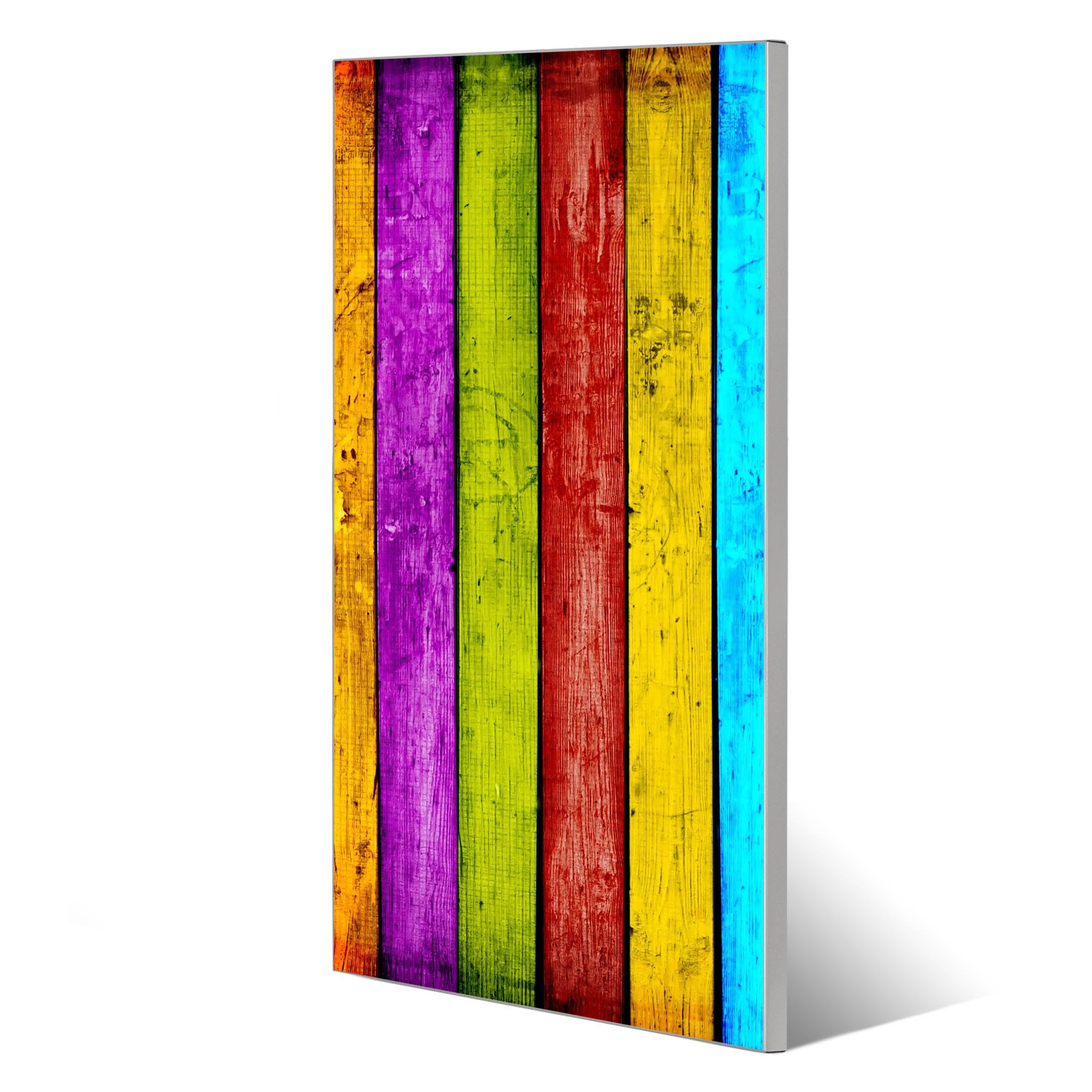 Banjado Magnettafel Bunte Holzlatten Memoboard 37x78 cm Silber