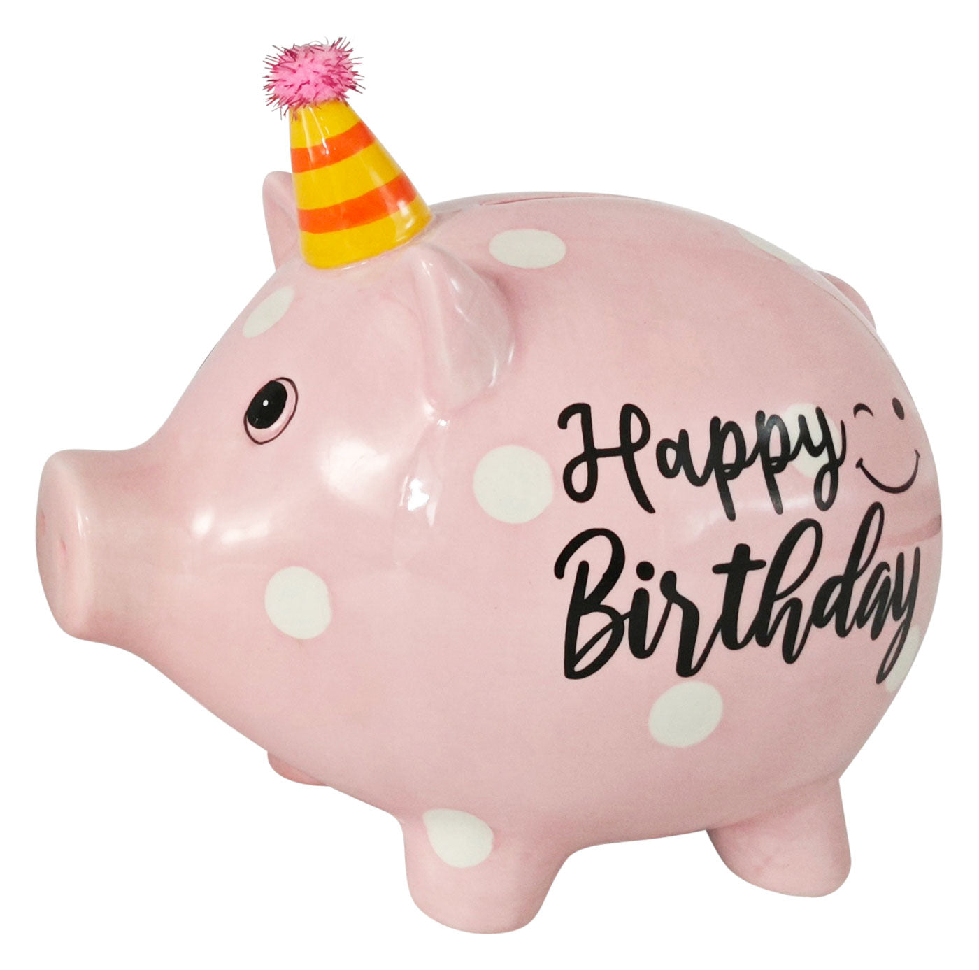 LS-LebenStil Sparschwein Keramik Spardose rosa Happy Birthday 14 cm