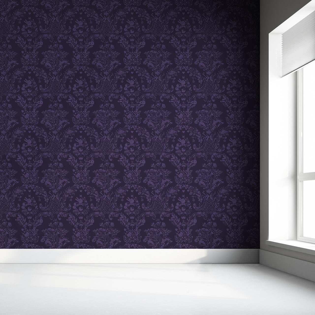 Mineheart Wallpaper New World Damask Tapete Lila 52 cm