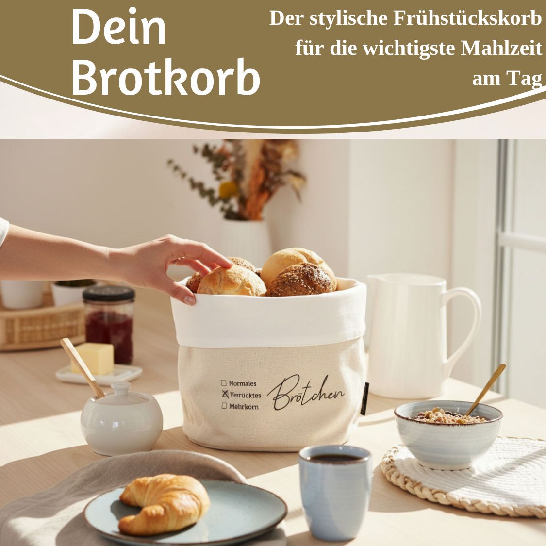LS-LebenStil Design Brotkorb Stoff 20x16cm Verrücktes Brötchen