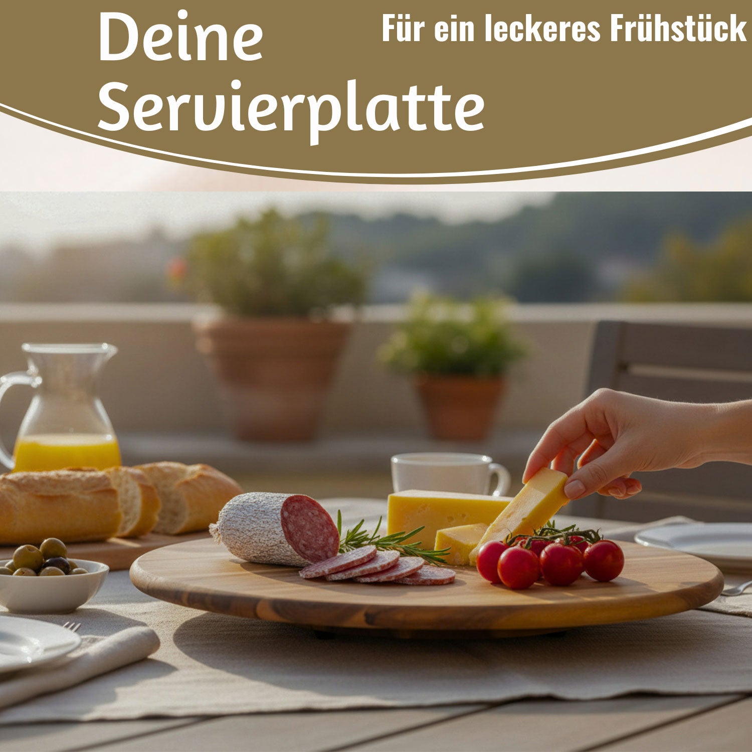 LS-LebenStil XXL Servierplatte Drehteller 40cm Akazie Holz