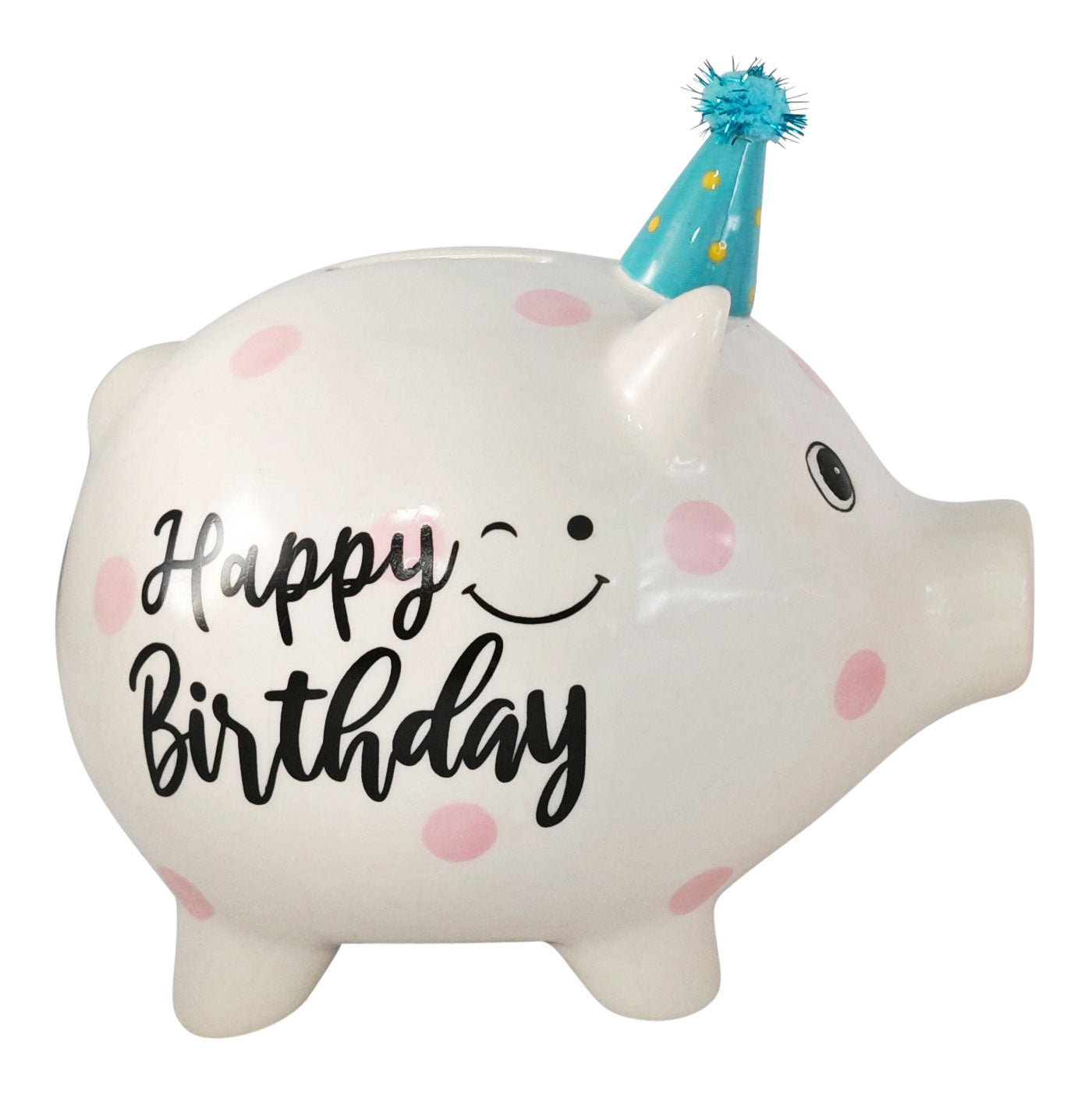 LS-LebenStil Sparschwein Blau Keramik Happy Birthday 16cm