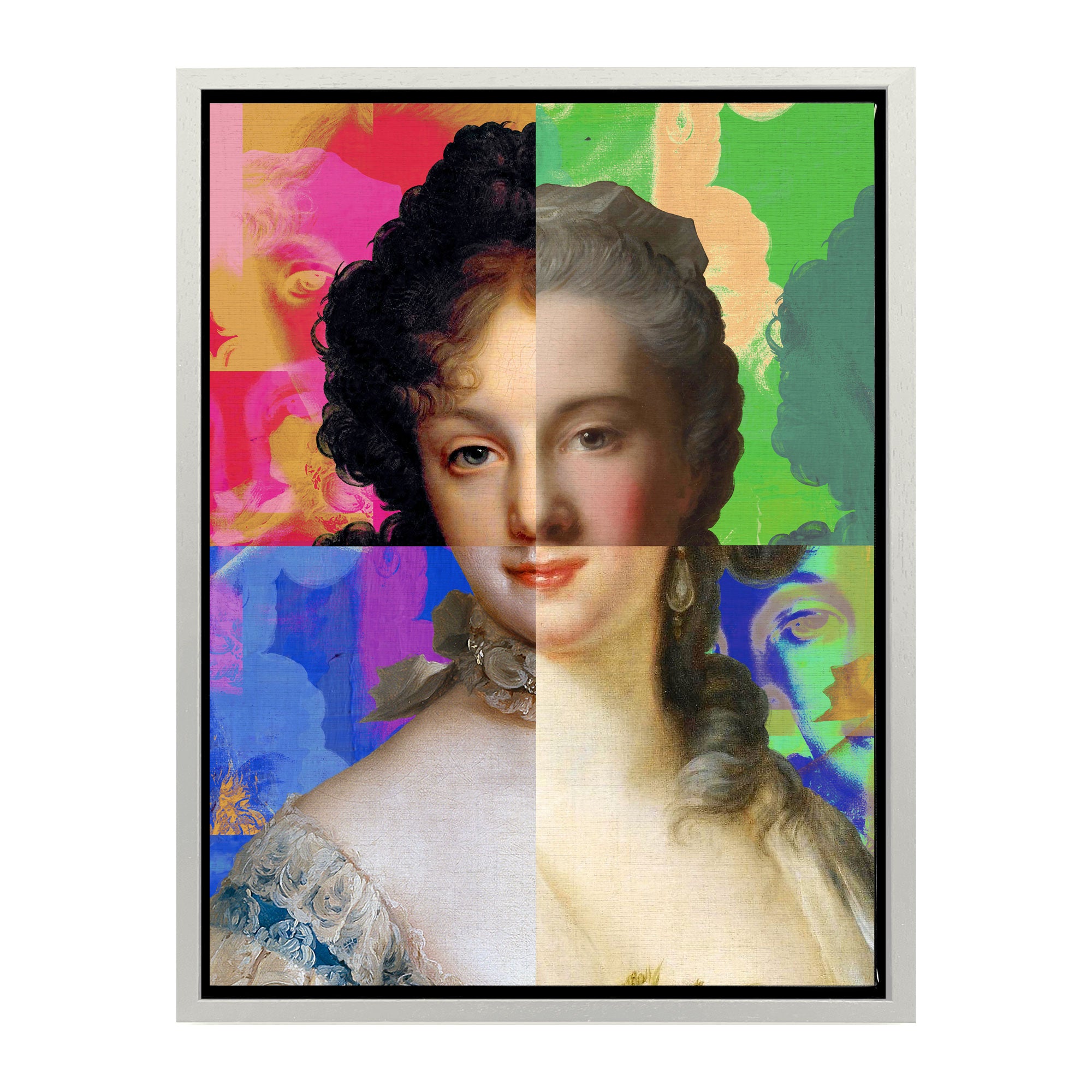 Mineheart Wall Art Lady Puzzled Portrait Wandbild 30x41 cm Blau Weiss