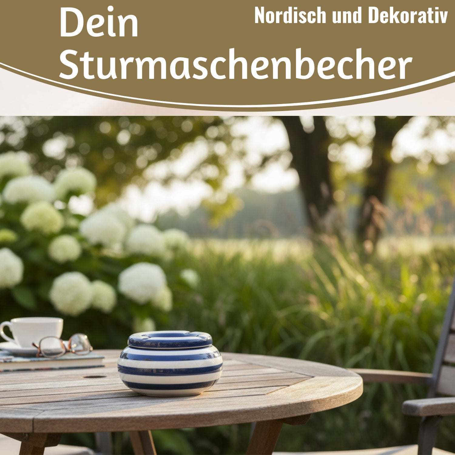 LS-LebenStil Küche & Haushalt Sturmaschenbecher XL blau-weiß