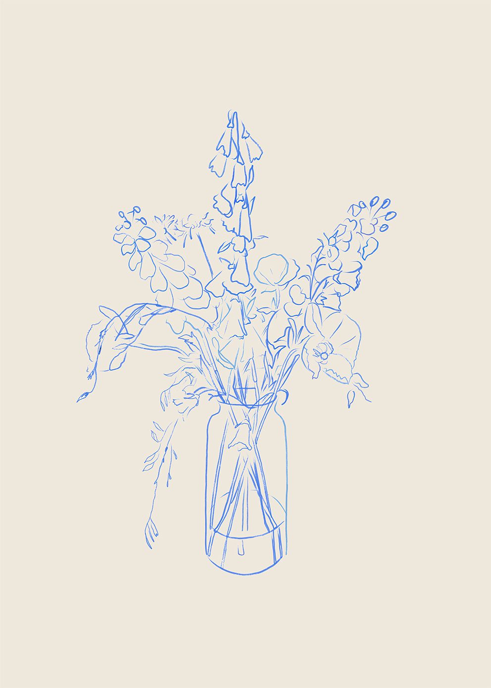 The Poster Club Flower Study Poster 30x40 cm blau