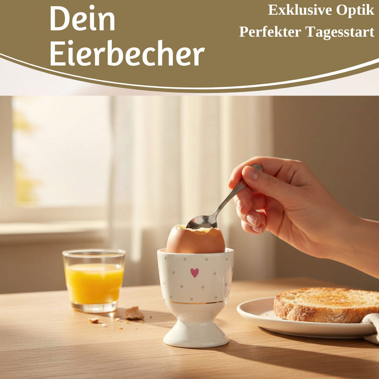 LS-LebenStil Gute Laune Eierbecher Herz Porzellan Echt-Gold 6x5cm
