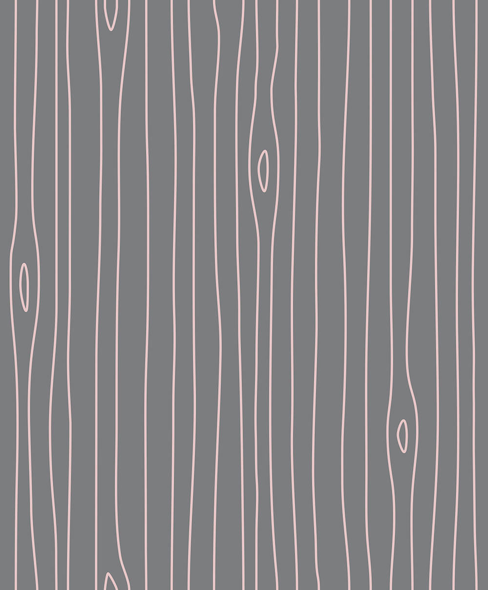 Mineheart Wallpaper Grey Pink Woodgrain Outline Tapete Pastell