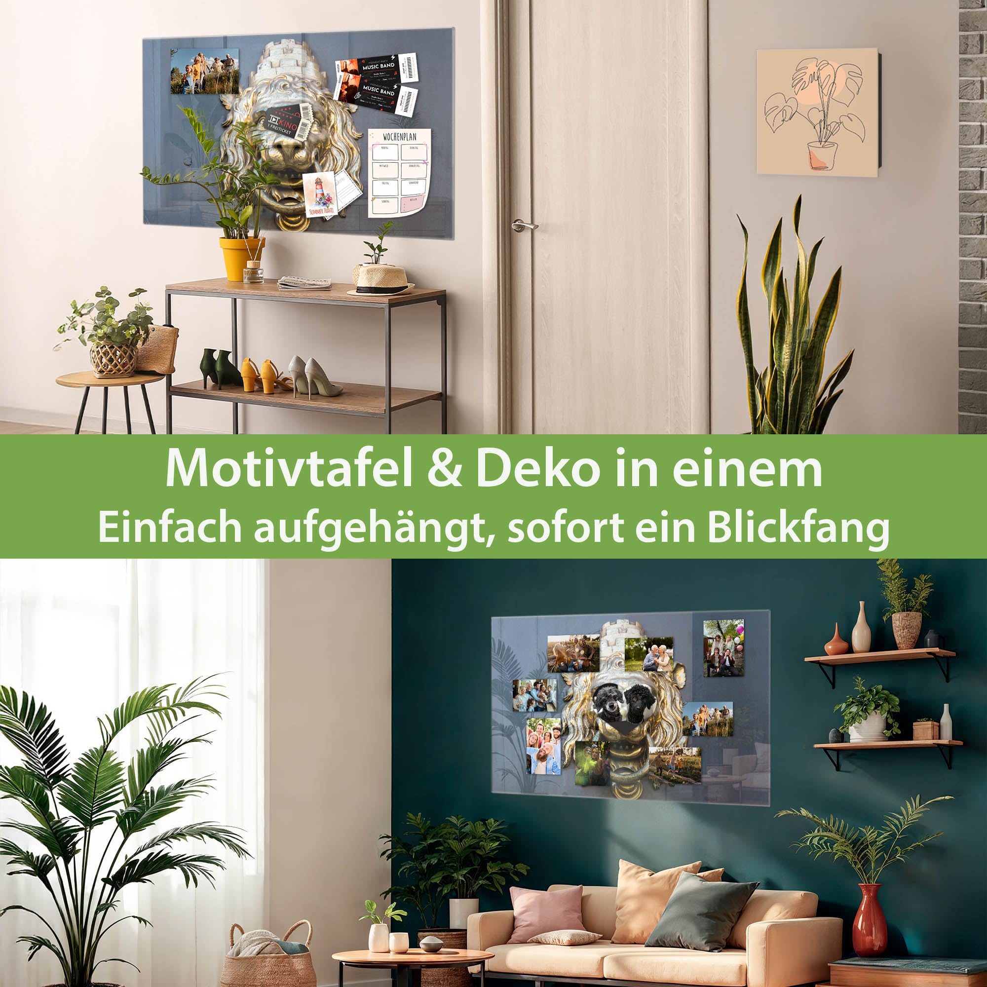 Banjado Magnettafel Türklopfer Löwe Magnetboard 120x80 cm