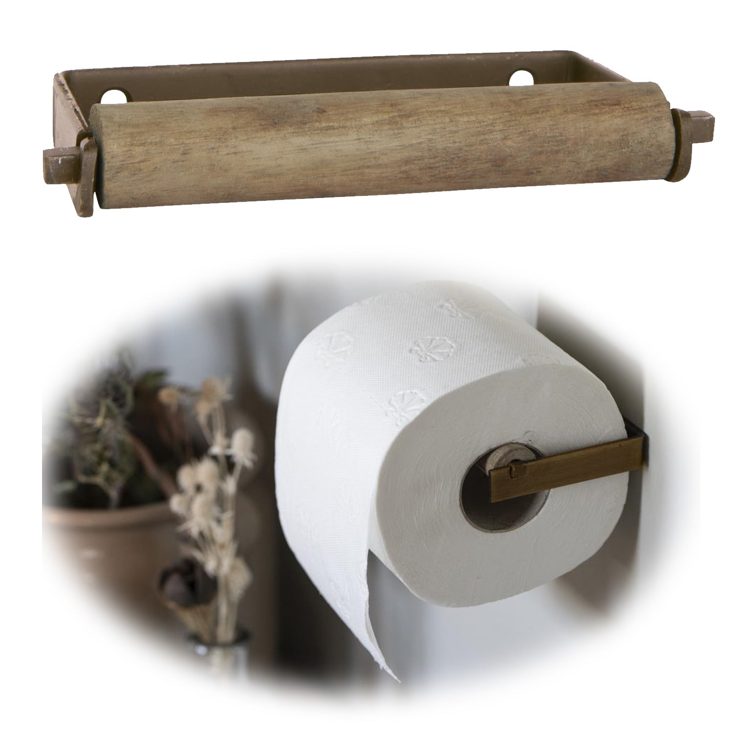 IB Laursen Altum Toilettenpapierhalter Bronze 13,5 cm Holzrolle