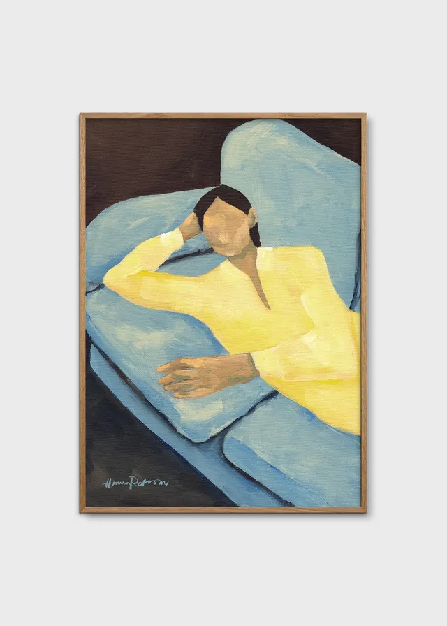 The Poster Club Art Prints Blue Sofa Kunstdruck A4 blau gelb