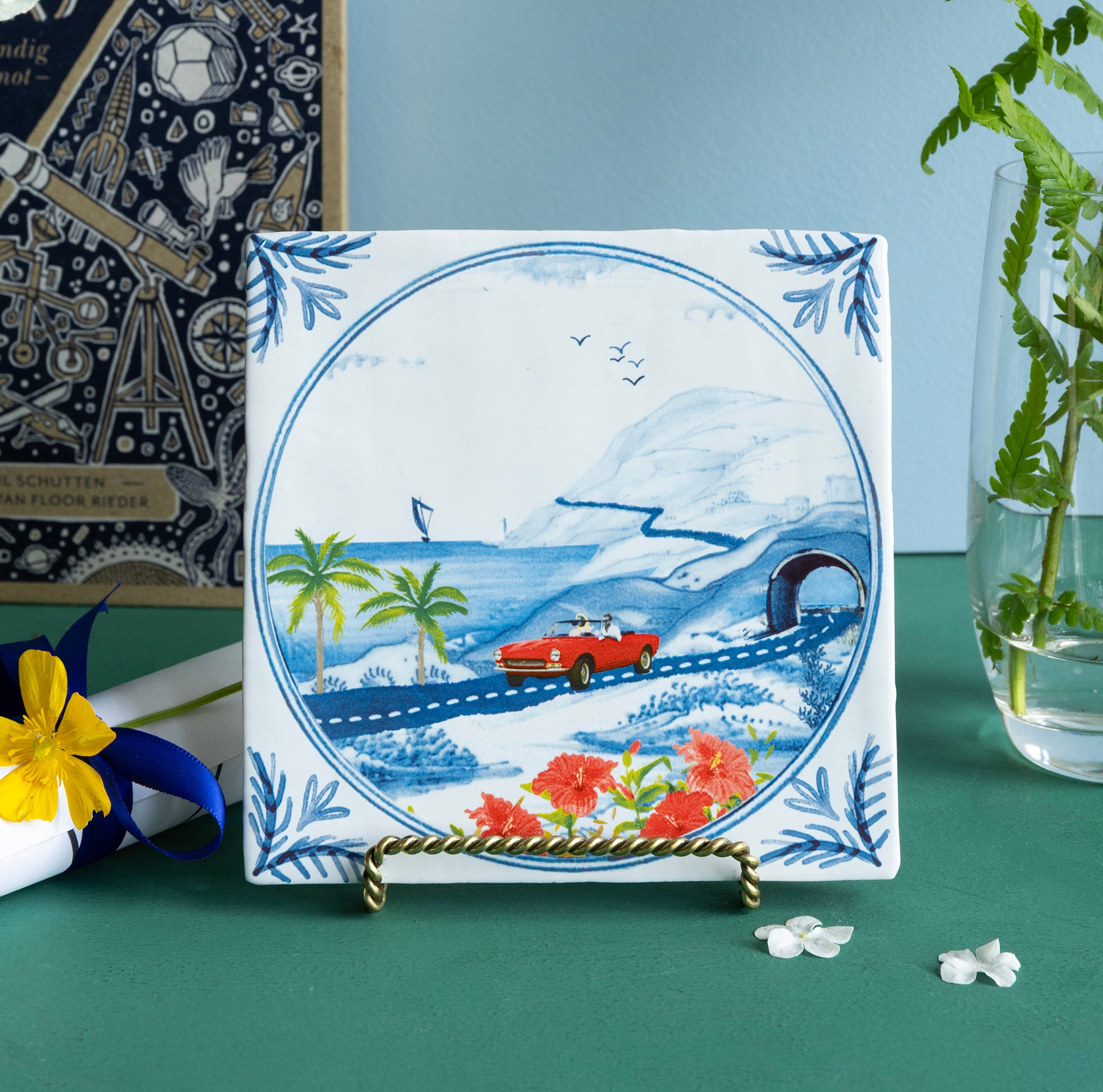 StoryTiles Delft Blue Sunny road trip Fliese 10x10 cm Auto