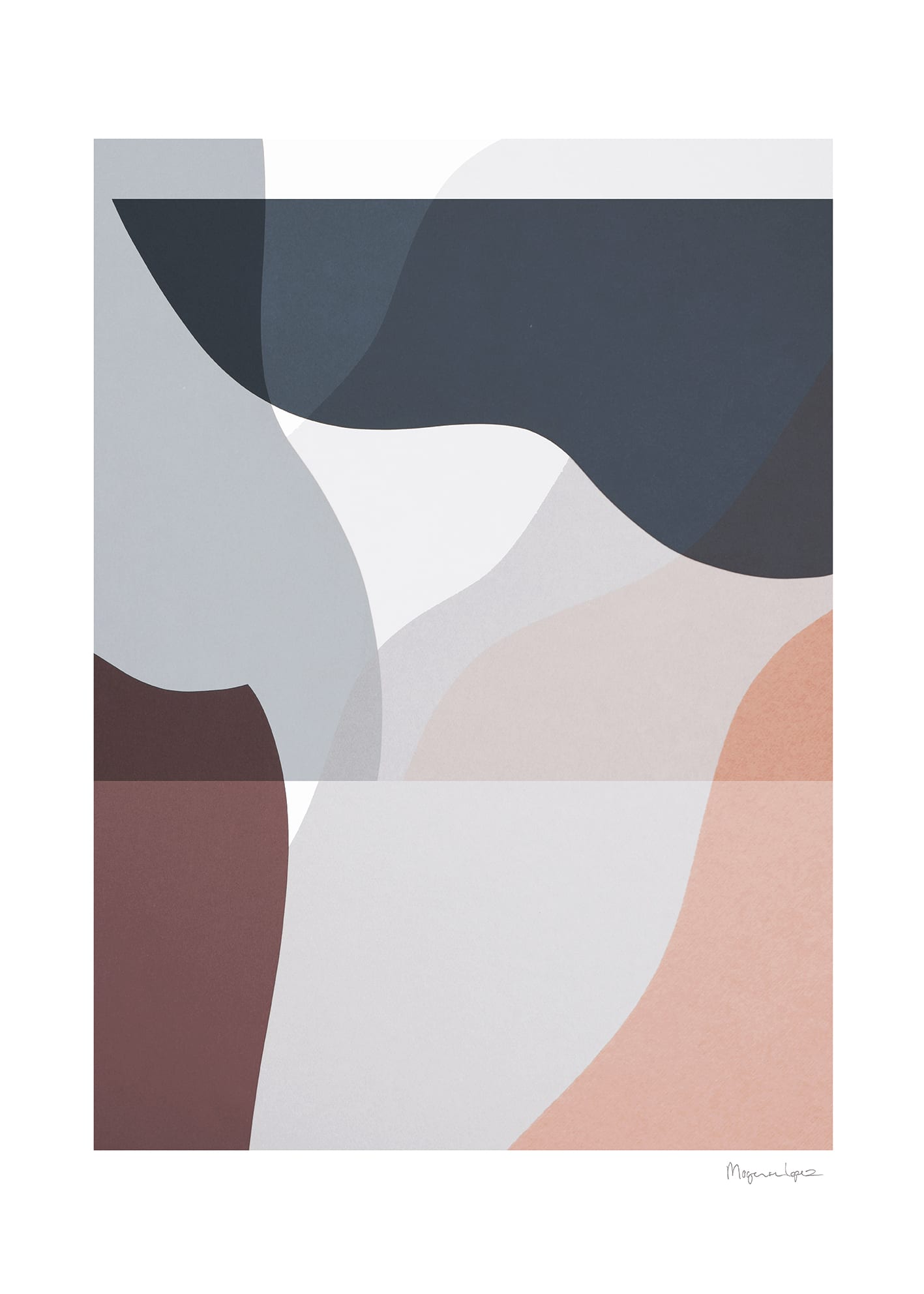 The Poster Club Soft Lines 02 Poster 30x40 cm Blau Rosa