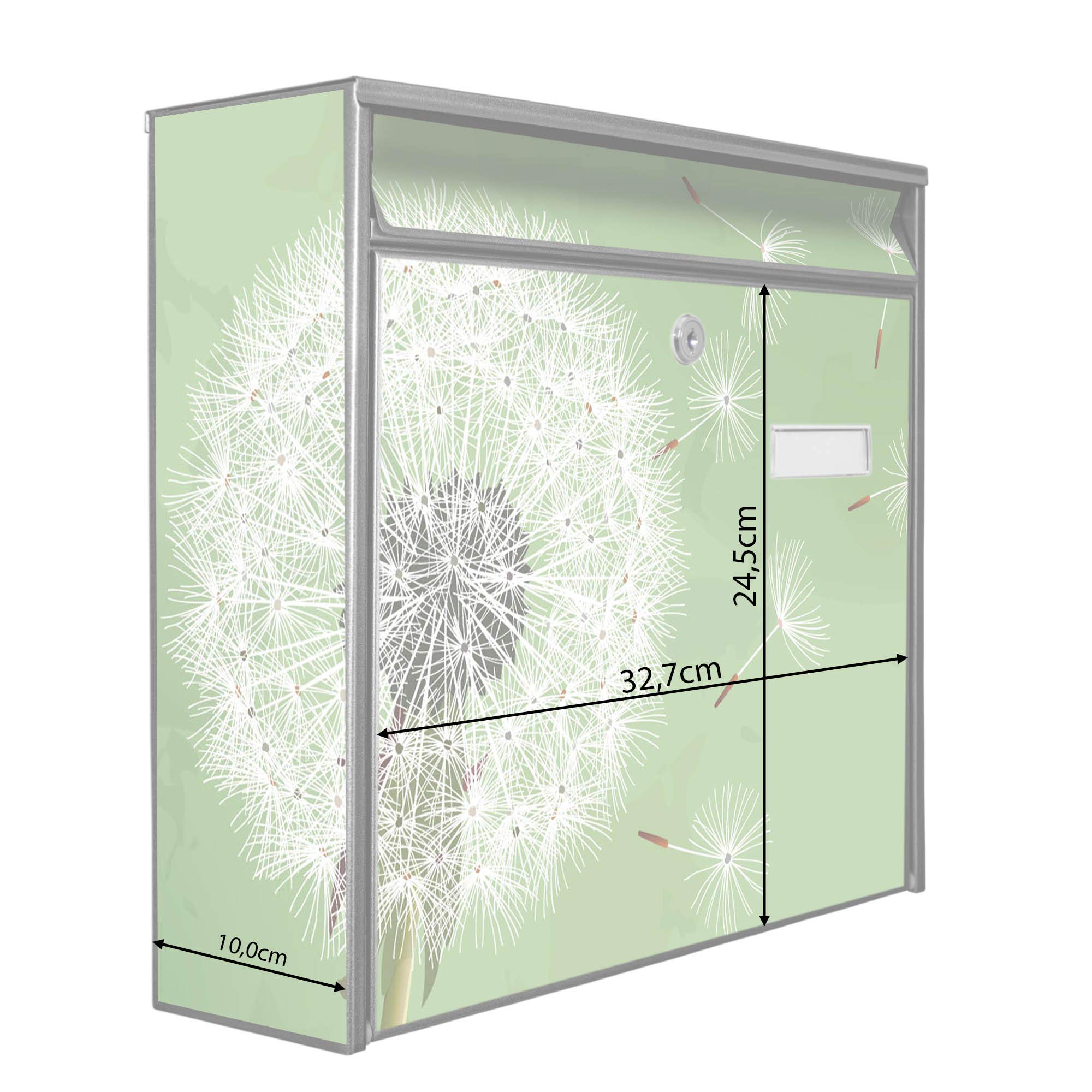 Banjado Briefkasten Pusteblume 3 Schwarz A4 ohne Zeitungsfach