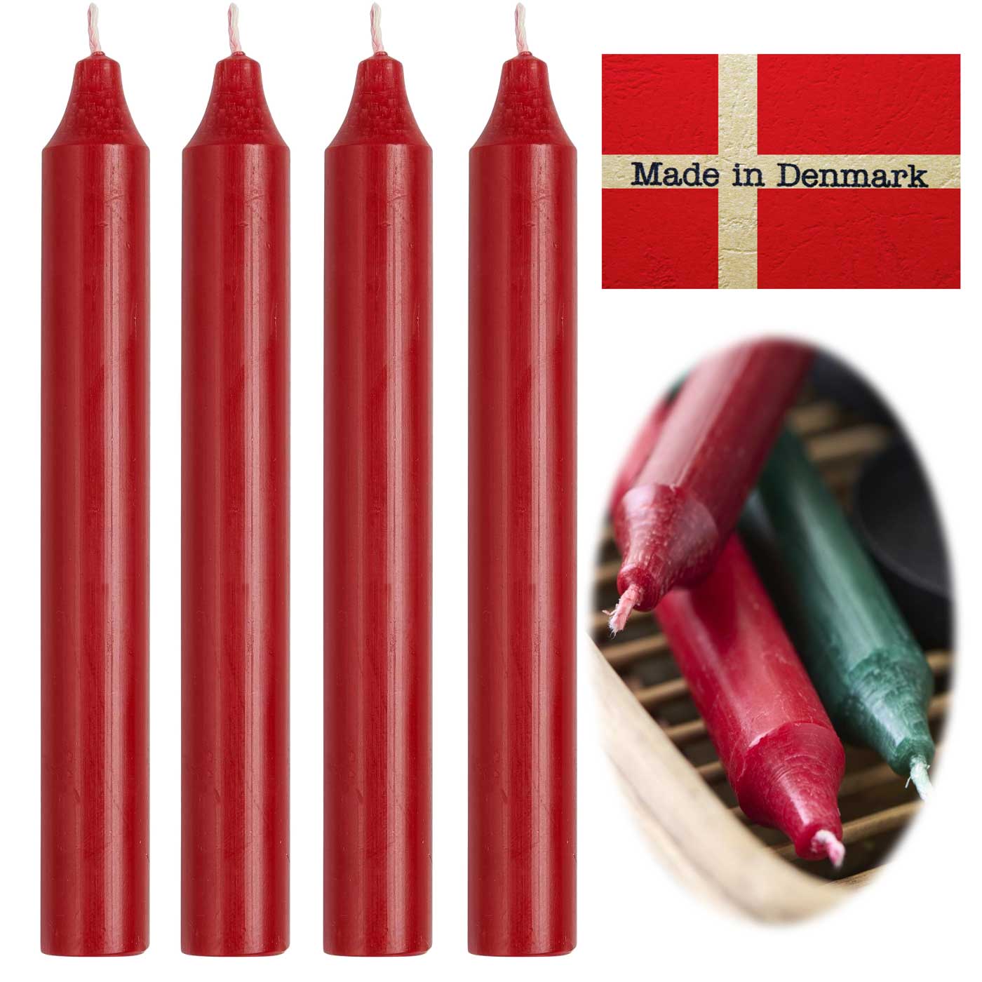 LS-LebenStil Möbel & Wohnen Ribe Stabkerzen Rot 18cm 4er Set