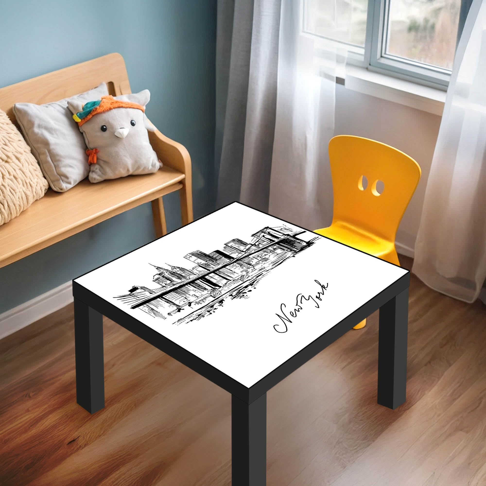Banjado Möbelfolie New York Skizze Tischfolie 55x55 cm