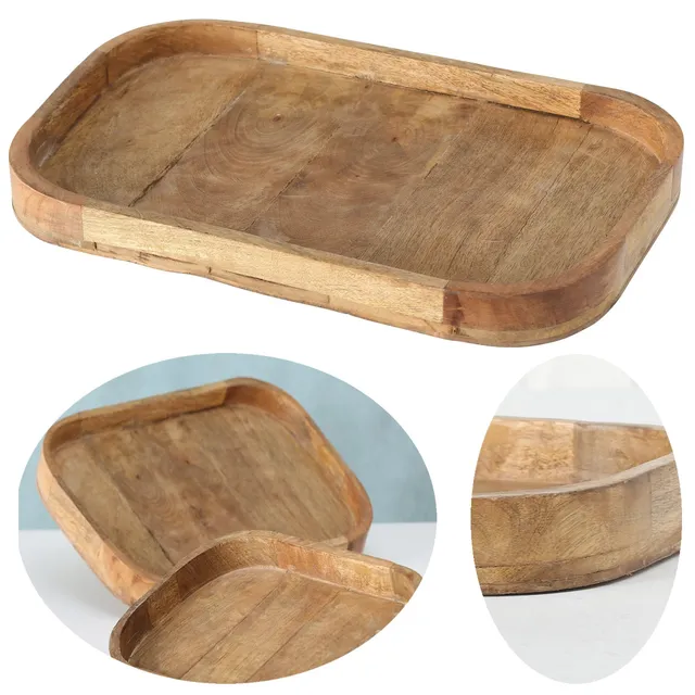 LS-LebenStil Küche & Haushalt XL Holztablett Mango Braun 46x30cm