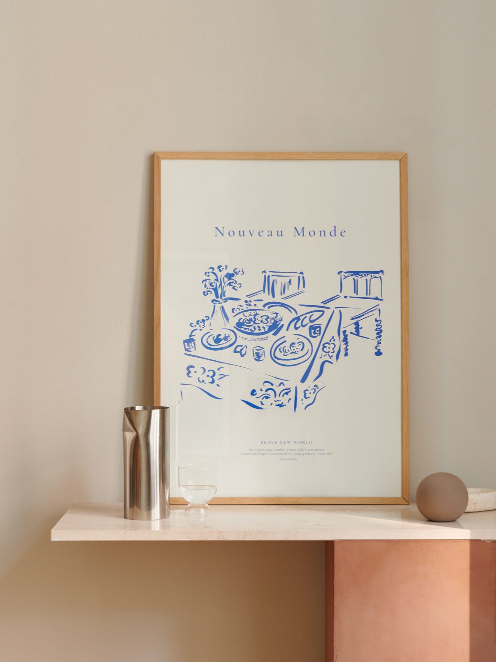 The Poster Club Art Prints Nouveau Monde Poster A4 beige-blau