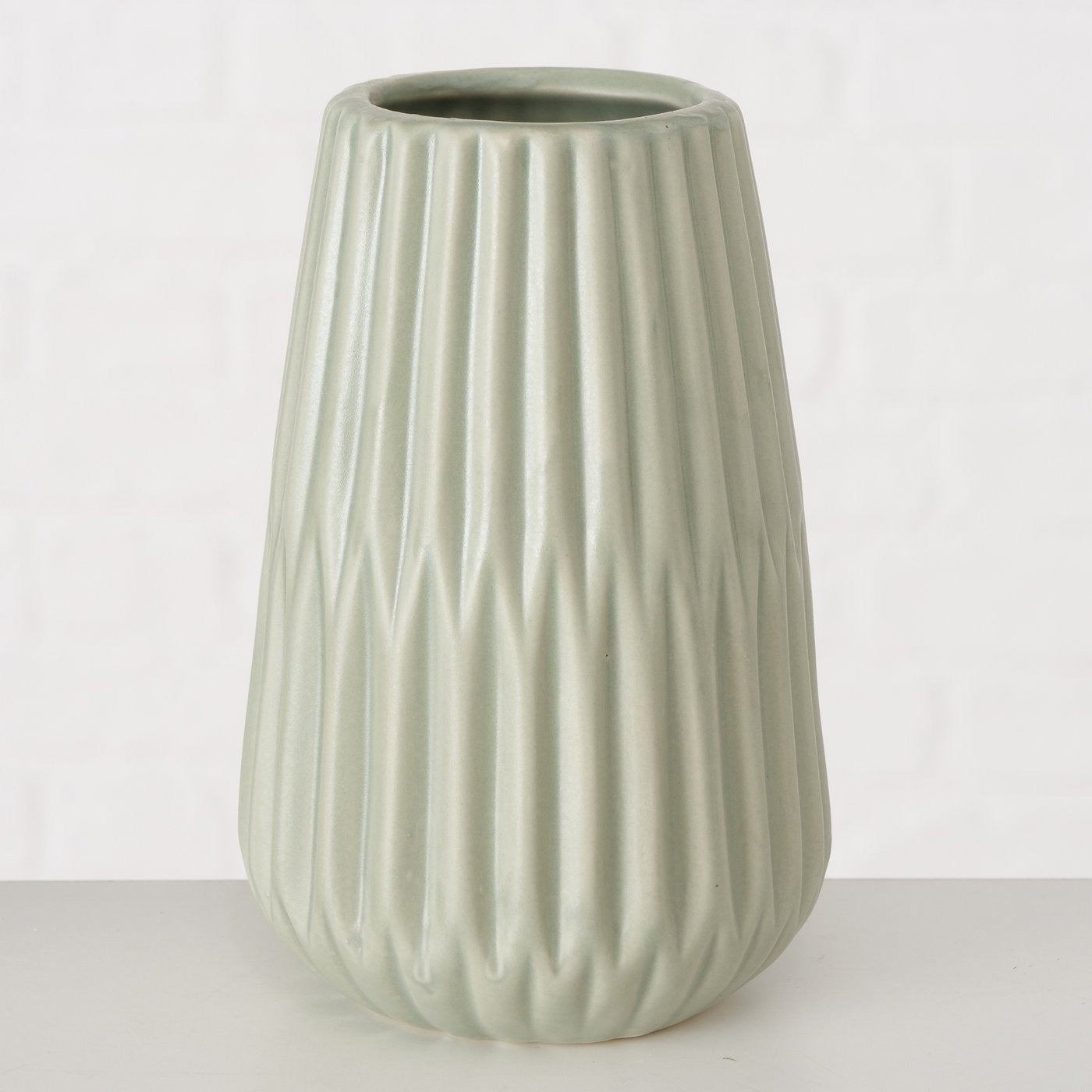 LS-LebenStil Möbel Wohnen Vase Oslo 2er Set creme grün Keramik