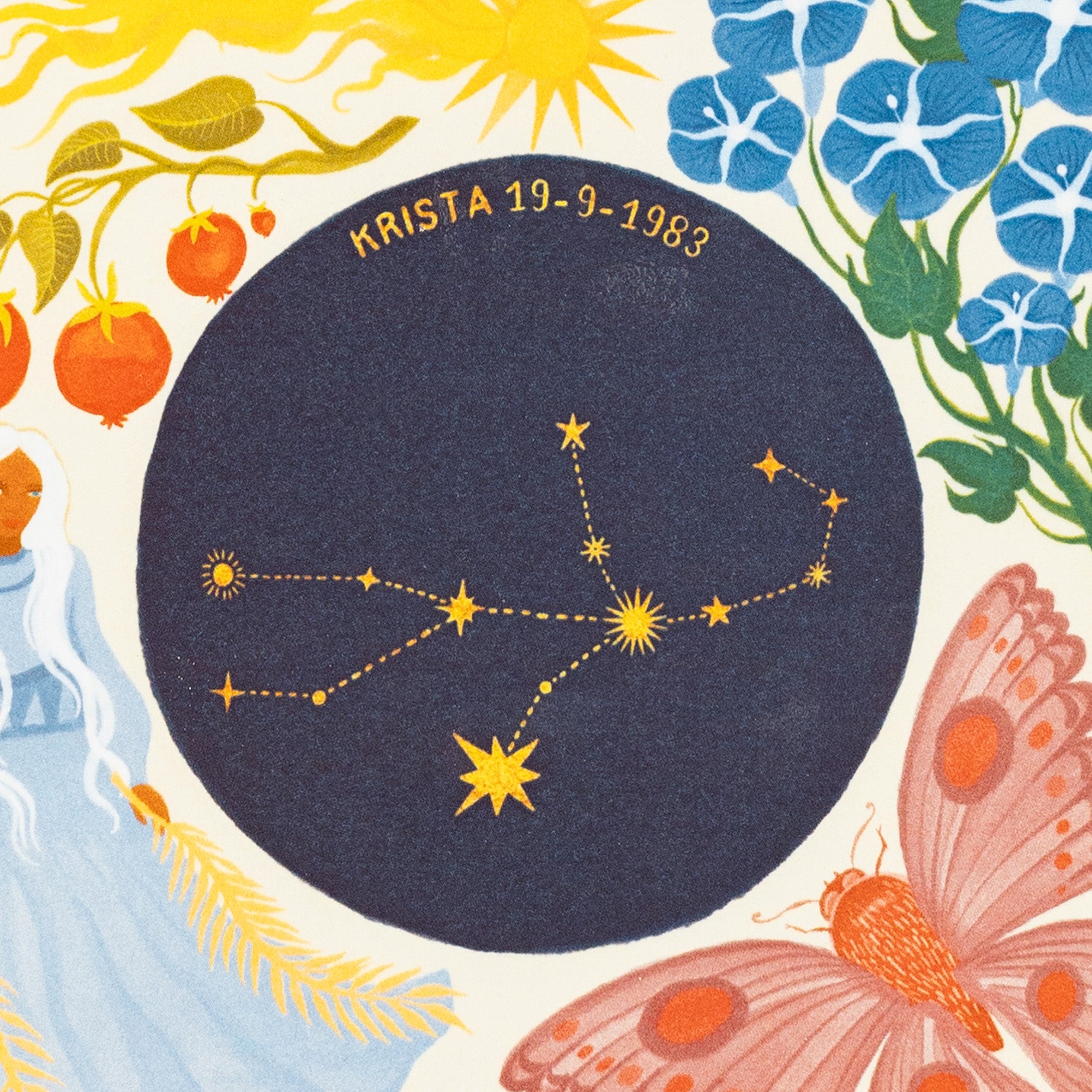 StoryTiles Delft Blue Virgo Fliese M 13x13 cm Sternzeichen Jungfrau