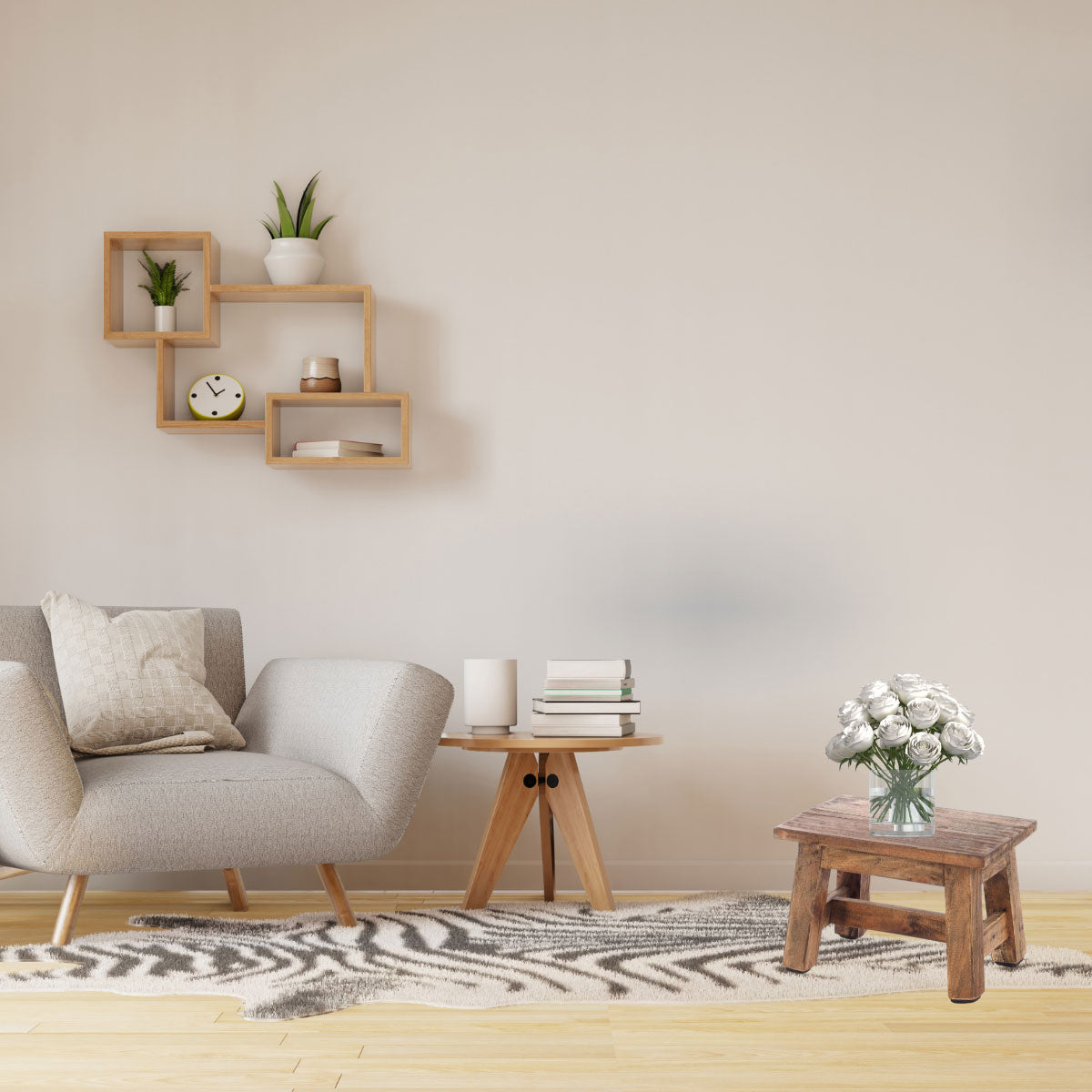 LS-LebenStil Möbel & Wohnen Fußhocker Holz Braun 30cm