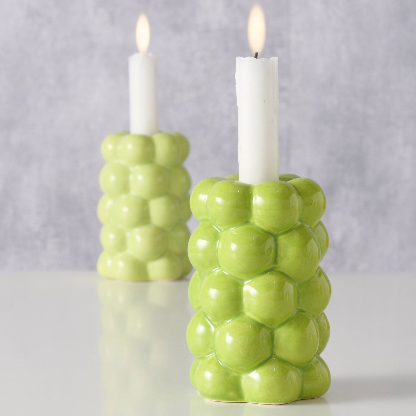 LS-LebenStil Las Veduras Kerzenständer Grün 12cm 2er Set