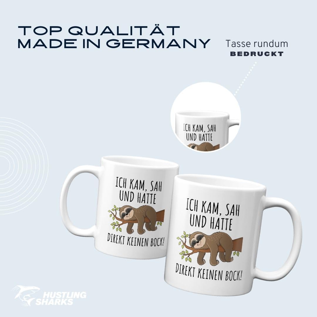 Hustling Sharks Kein Bock Faultier Tasse 330ml weiß