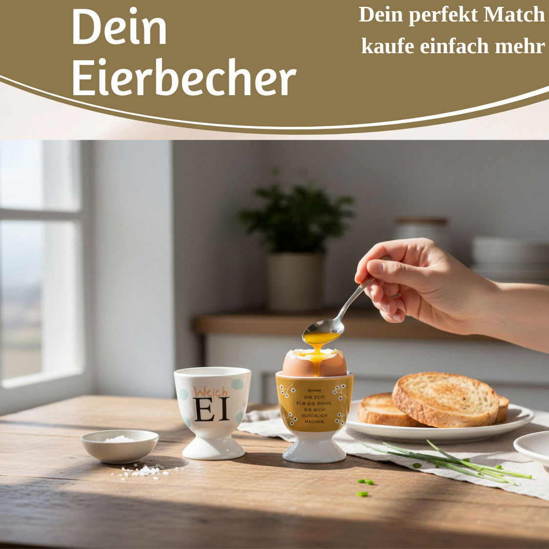 LS-LebenStil Küche & Haushalt Eierbecher Echt-Gold Weich-Ei Porzellan