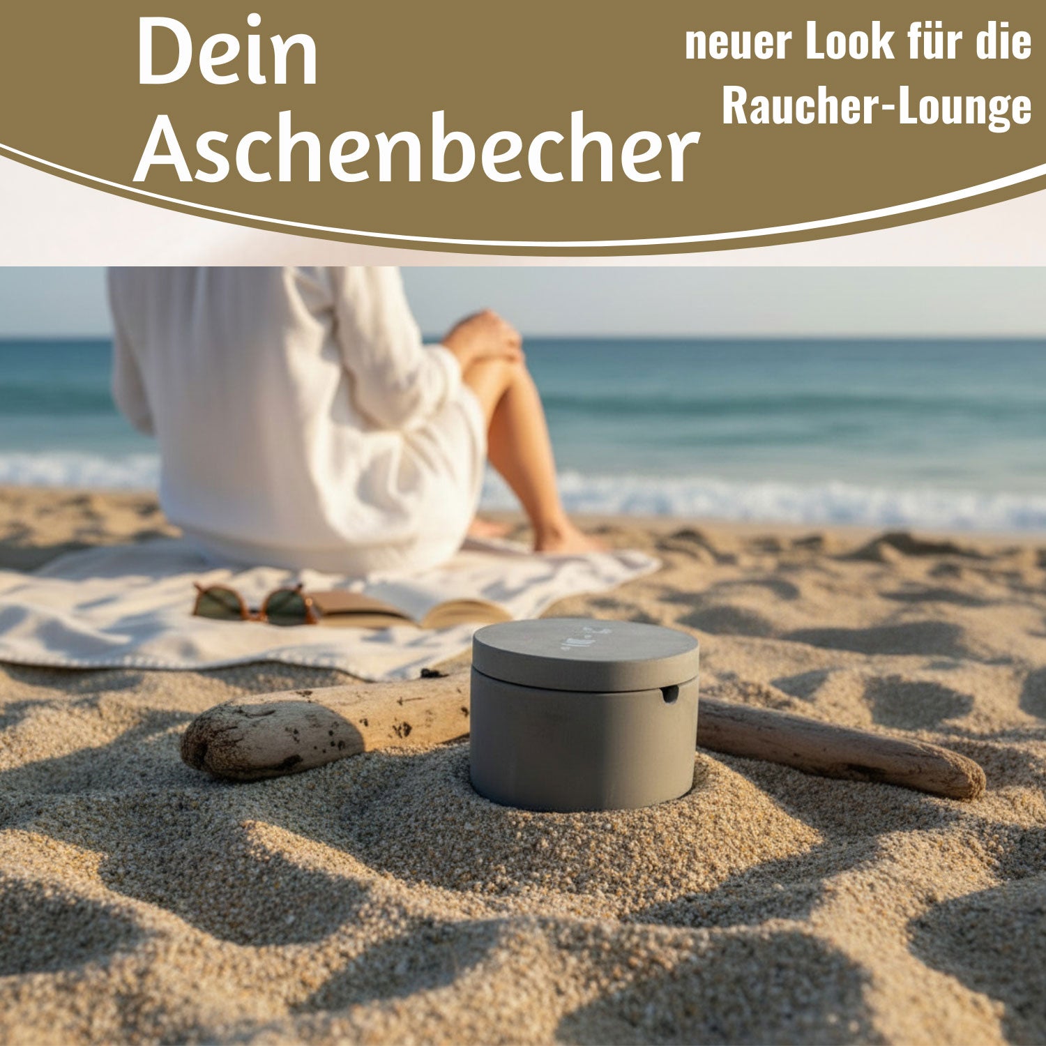LS-LebenStil Sturmaschenbecher Leuchtturm grau 9x7cm Beton