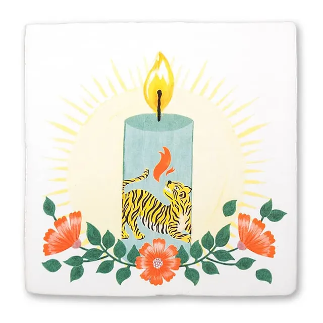 StoryTiles Delft Blue Licht geeft kracht Fliese S 10x10 cm Kerze
