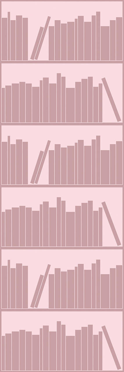 Mineheart Wallpaper Bücherregal Tapete Rosa Outline