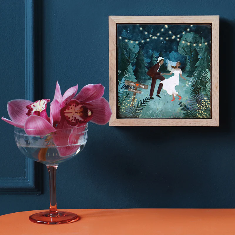 StoryTiles Delft Blue Our wedding night Wandfliese S personalisierbar