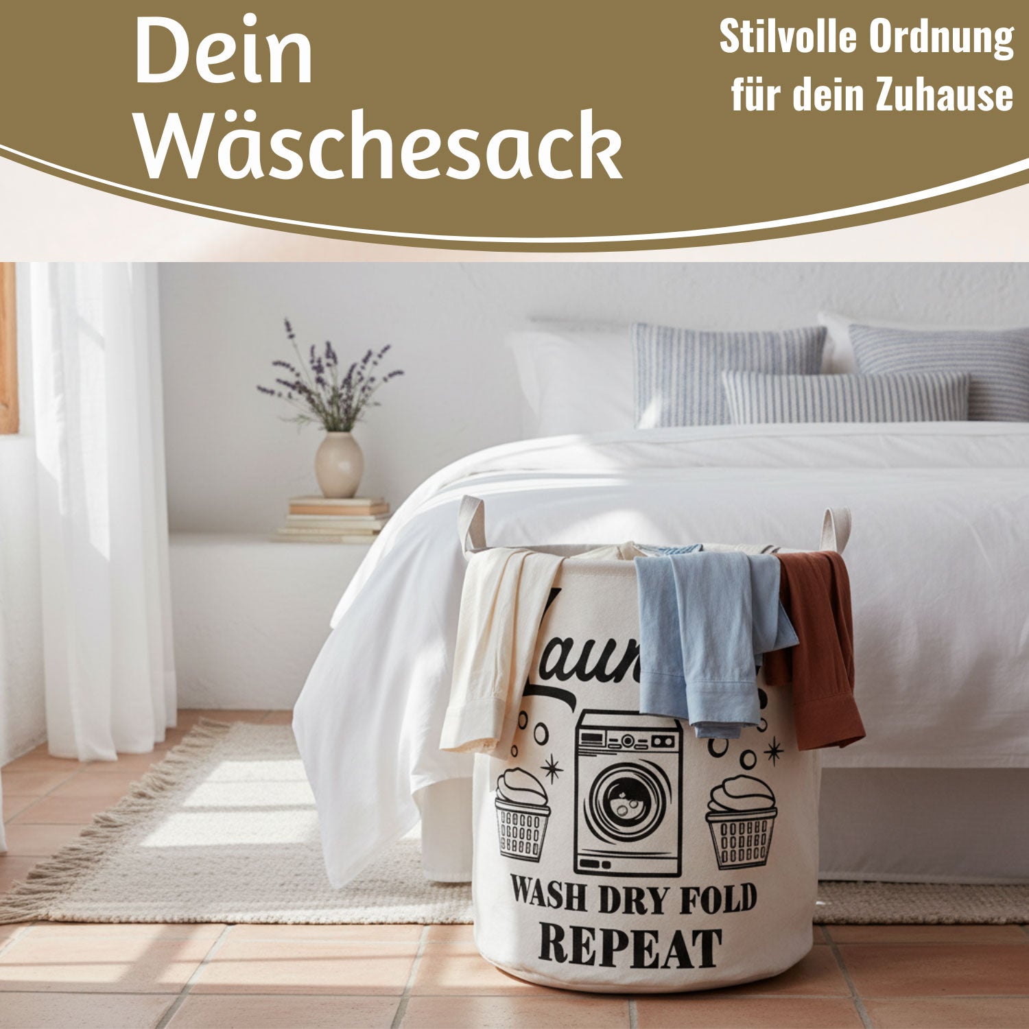 LS-LebenStil Möbel & Wohnen Wäschesack Canvas 50cm Creme