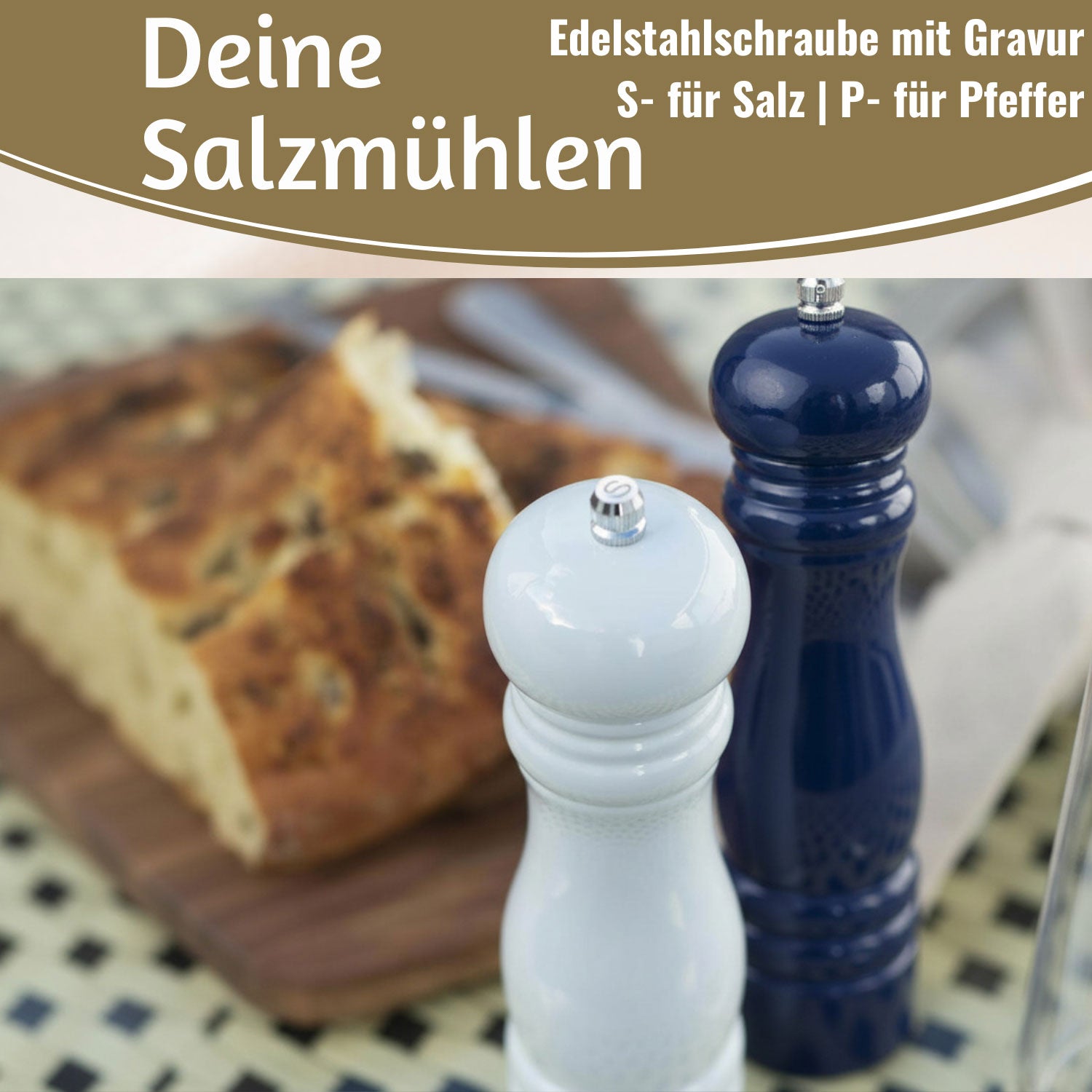 Ib Laursen Salz & Pfeffermühle Set Blau 21cm Holz