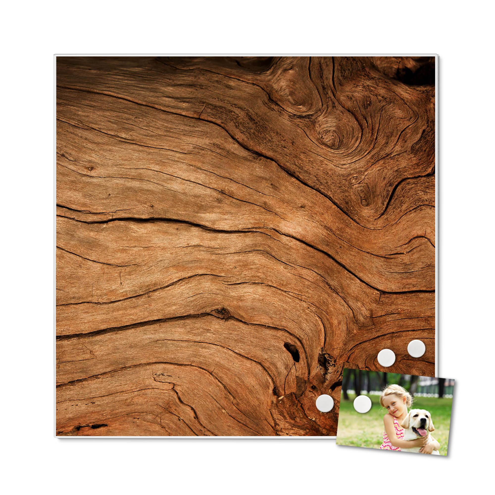 Banjado Magnettafel Trockenes Holz 50x50 cm Magnetpinnwand Stahl