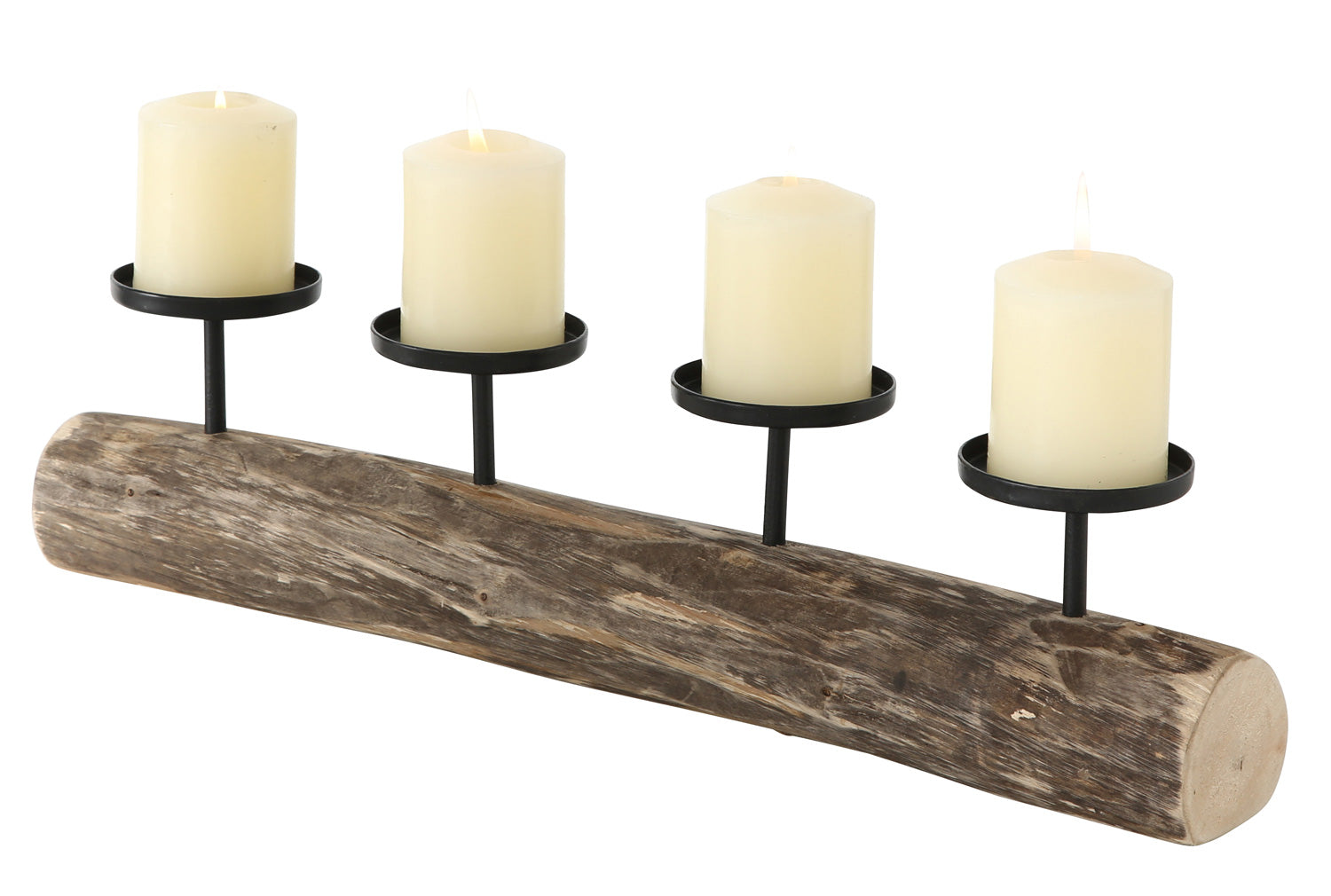 LS-LebenStil Kerzenschale Holz Braun 51cm 4-fach Stumpenkerzen