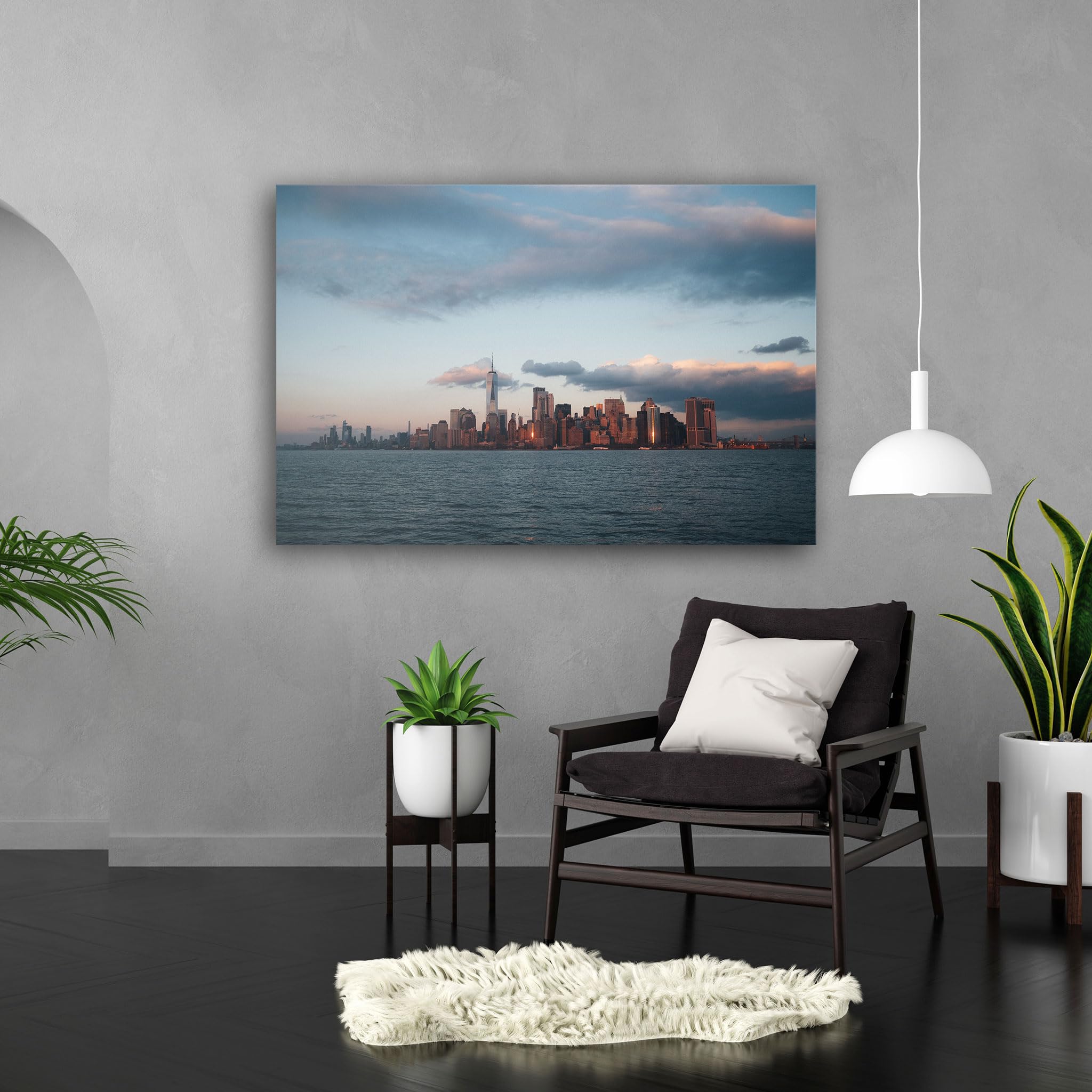 Hustling Sharks Wandbilder Skyline im sanften Abendlicht Leinwandbild 30x40 cm City
