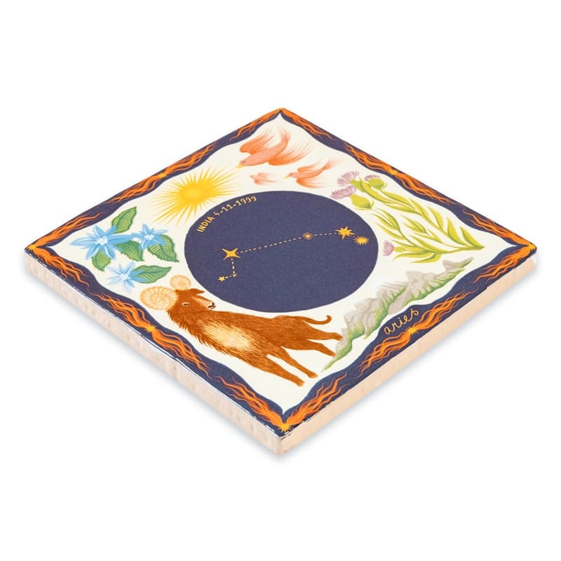 Storytiles Delft blue Aries Wandfliese S 10x10 cm Sternzeichen Widder